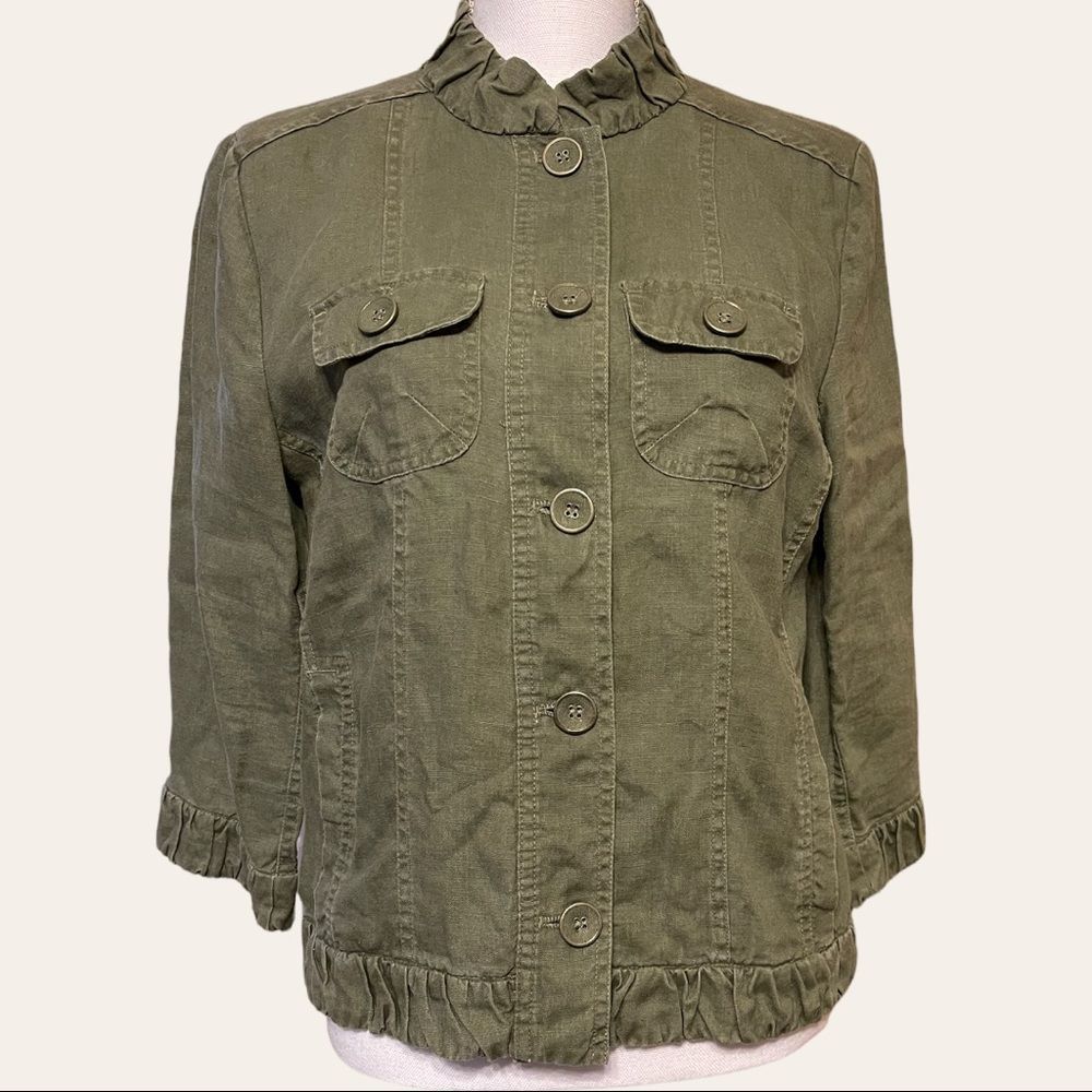 Chico’s Women’s Linen Lightweight Button Front Shacket. Size Small/ 4